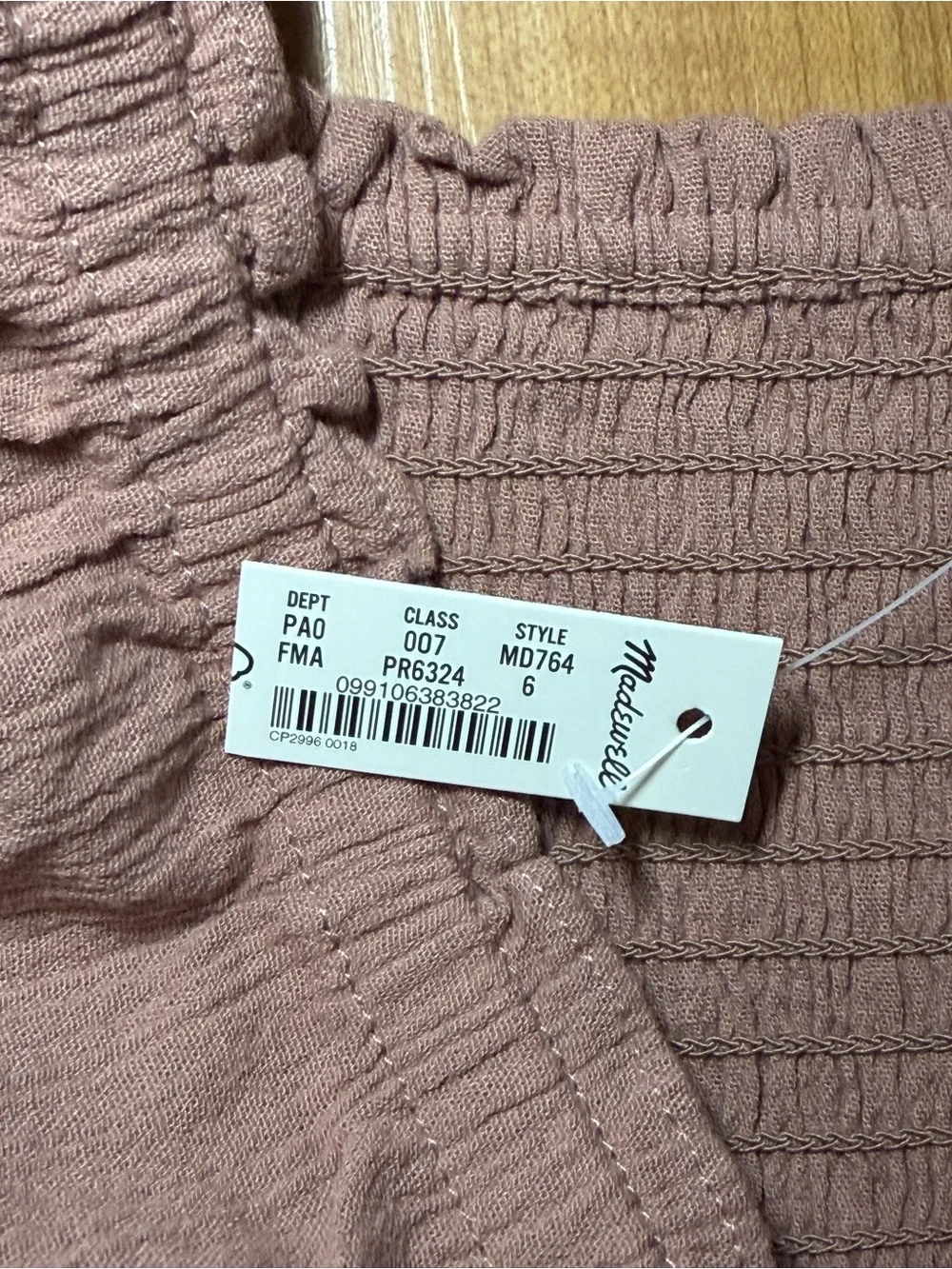 Madewell Smocked Square Neck Puff Sleeve Peplum Top in Dusty Rose